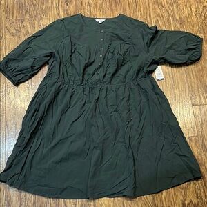 New! Terra & Sky Dark Green Button-Front Dress